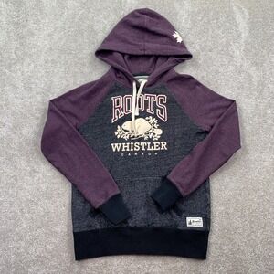 Roots Canada Mont-Tremblant Ski Resort Pullover Hoodies Adult Size S Purple Gray